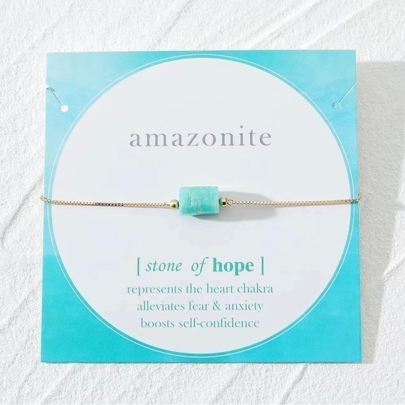 NATURAL rough adjustable bracelet, Amazonite. New in package, never opened!! - Picture 2 of 2
